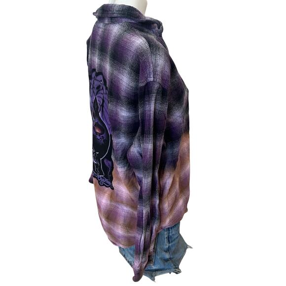 Jafar Aladdin Flannel Plaid Shirt Shacket SMALL Oversized Unique Upcycled Disney - Picture 3 of 6